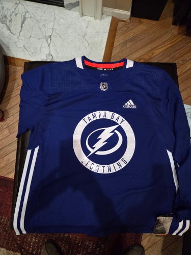 Adidas Tampa Bay Lightning Practice Jersey Blue - Climalite Indo - New - Size 54