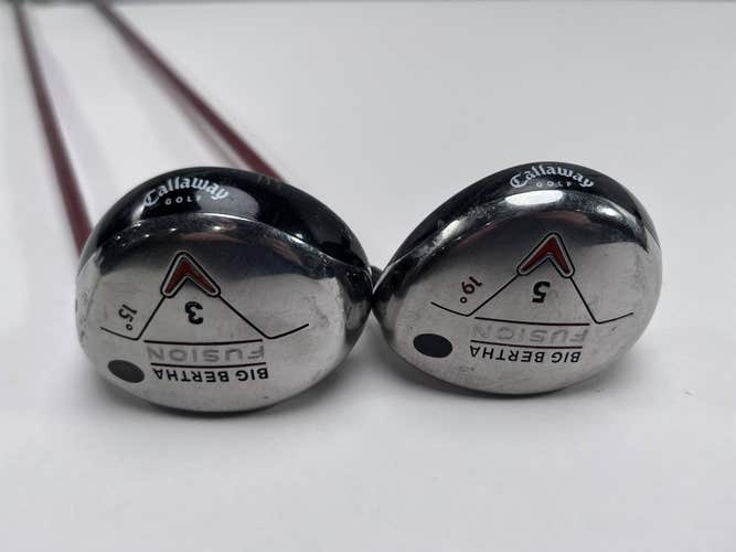 Callaway Big Bertha Fusion 3 & 5 Fairway Wood Set 15* 19* Aldila NVS Regular RH