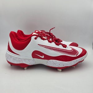 Nike Alpha Huarache Elite 4 Low Baseball Cleats White Red Men's Sz 14 FD2745-109