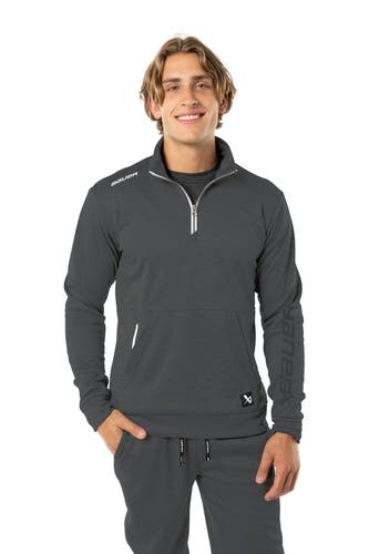NEW Bauer 1/2 Zip Team Fleece Sweatshirt, Gray, Sr. Medium