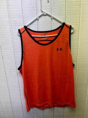 Under Armour Men’s XL Orange Tank Top Sleeveless Beach Workout Summer Sporty Top