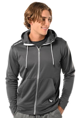 NEW Bauer Full Zip Team Fleece Hoodie, Gray, Sr. XXL