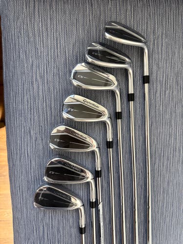 Men's TaylorMade Right Handed Iron Set Stiff Flex (7 Clubs) #5 - #9, PW, GW Steel Shaft (New)