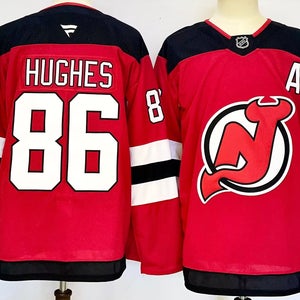 Men's New Jersey Devils Jack Hughes Jersey Black Size 46  Throwback vintage