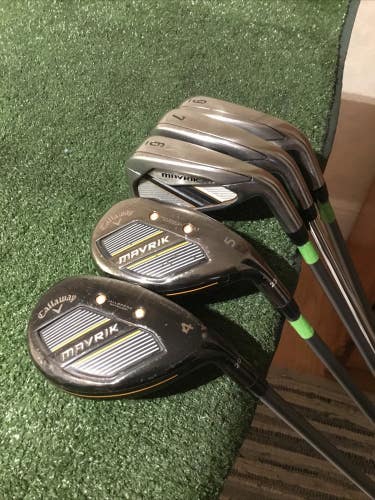Callaway Mavrik Hybrids/Irons Set 4H, 5H, 6i, 7i, 9i Regular 65g Graphite READ