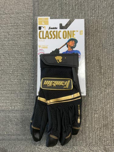 Used Franklin CLASSIC ONE LT BB/SB Batting Gloves Black LG 11614-S000232768