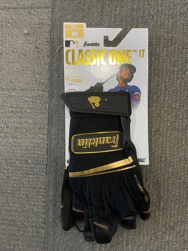 Used Franklin CLASSIC ONE LT BB/SB Batting Gloves Black MD 11614-S000232769