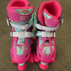 Used RollerDerby UNICORN QUAD SKATES Child Roller Quad Skates Pink Adjustable 11614-S000232752