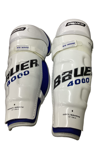 Used Bauer SUPREME 4000 Senior Shin Guards Royal Blue 15" 11613-S000178659