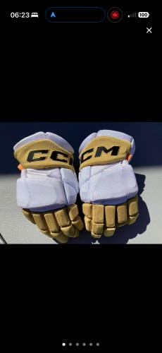 CCM JetSpeed HGPJP Pro Stock Hockey Gloves 14” White SILVER KNIGHTS