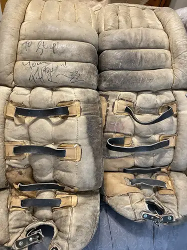 Patrick Roy’s 1987-1988 Game-Used Goalie Pads. Photo-Matched And HOF LOA