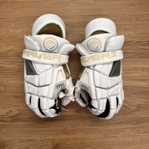 White Maverik M5 Lacrosse Gloves