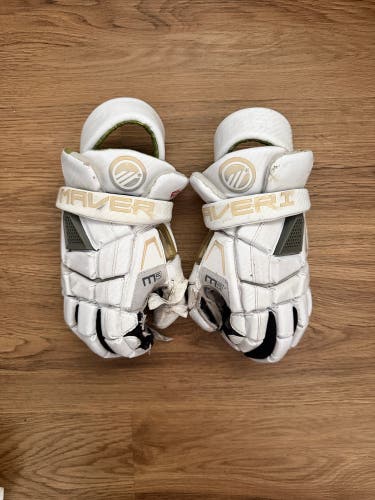 White Maverik M5 Lacrosse Gloves