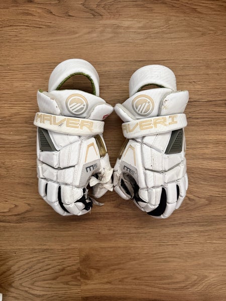 White Maverik M5 Lacrosse Gloves