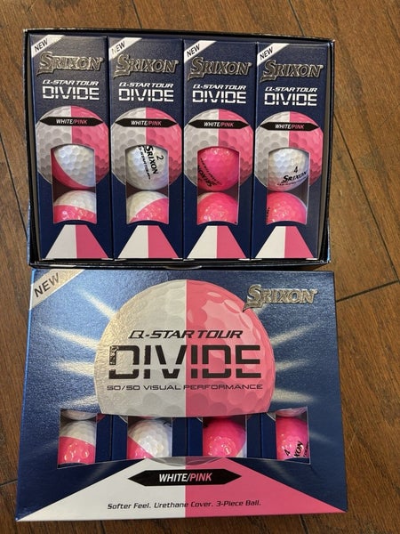 New 2026 2 Dozen Q Star Tour White / Pink Divide Golf Balls