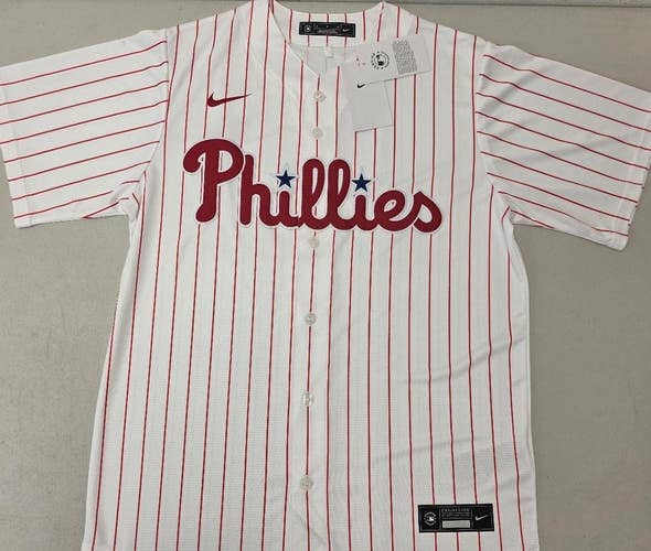 60325 Mens PHILADELPHIA PHILLIES Sewn Baseball Jersey NWT WHITE PIN STRIPES $109
