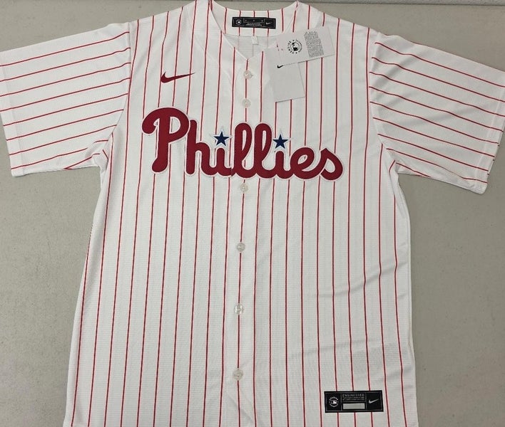60325 Mens PHILADELPHIA PHILLIES Sewn Baseball Jersey NWT WHITE PIN STRIPES $109