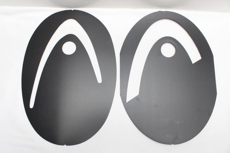 SET OF TWO (2) HEAD TENNIS RACQUET STENCILS. 1X ORIG. LOGO + 1X CURRENT VERSION