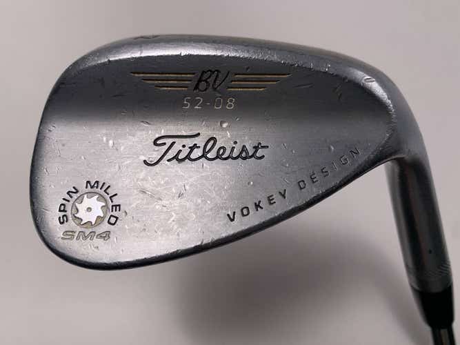 Titleist Vokey Spin Milled SM4 Chrome Wedge 52* 9 Bounce Wedge Steel Mens RH