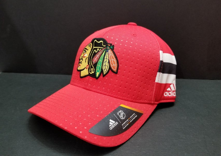 NEW Chicago Blackhawks Adidas Authentic NHL Pro Stretch Hat S/M Small to Medium