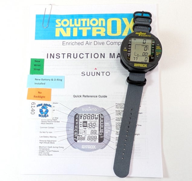 Suunto Solution Nitrox Scuba Dive Wrist Backlit Computer NEW Strap #6140