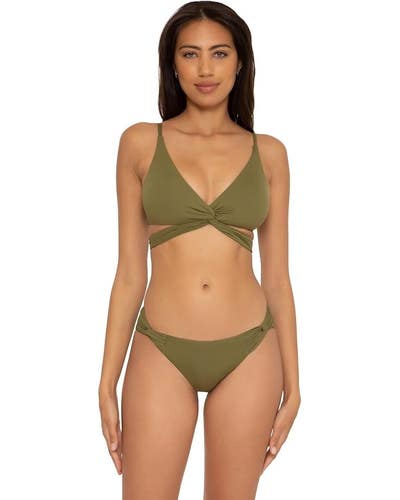 BECCA by Rebecca Virtue Wrap Bra Womens Small Green Twist Front Swimwear JDM1040