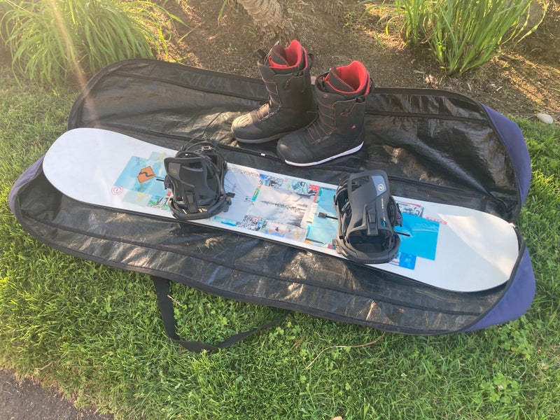 Men's Burton Flight Attendant Snowboard Freeride With Bindings Stiff Flex Directional 156 cm (Used)