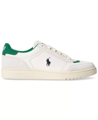 Polo Ralph Lauren Court Sport Sneaker Men's 10 White Lace-Up Shoes ZPO3971