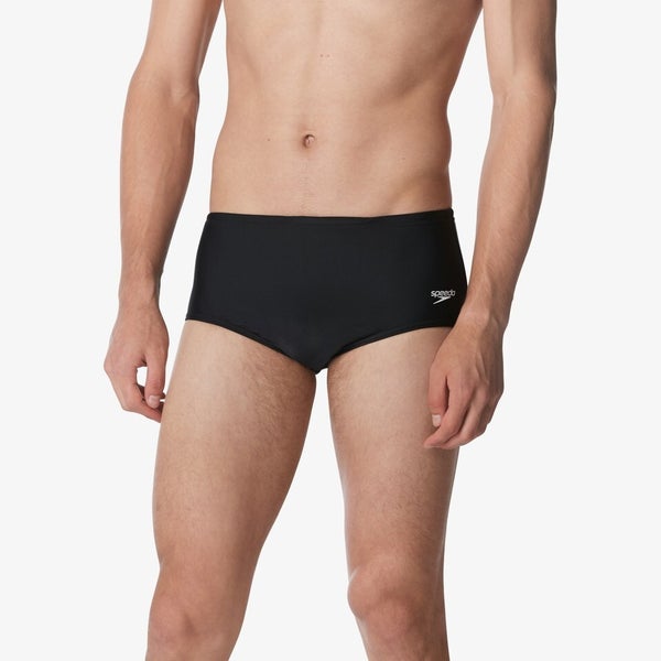 Speedo Solid Swim Brief Men's 32 Black Stretch 5" Performance Swimwear SRT277