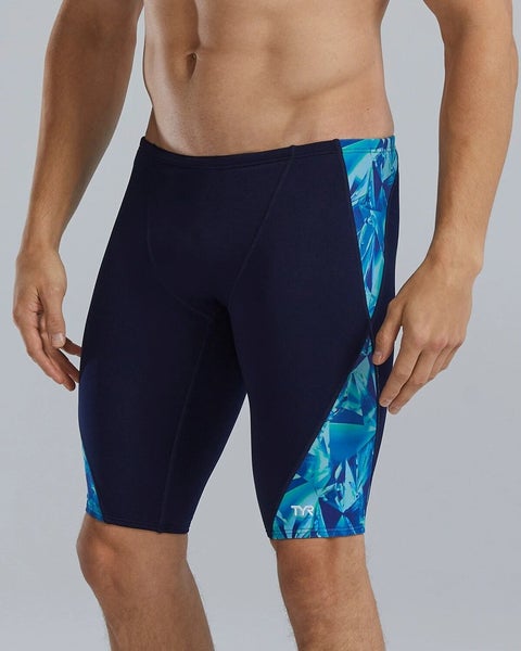 TYR Durafast Elite Men's 30 Blue Crystalized Blade Splice Jammer Swimsuit SRT256