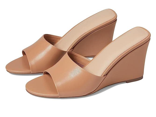 Faryl By Farylrobin Skye Sandals Women's US 12 Nude Slip On Wedge Heel KHD884