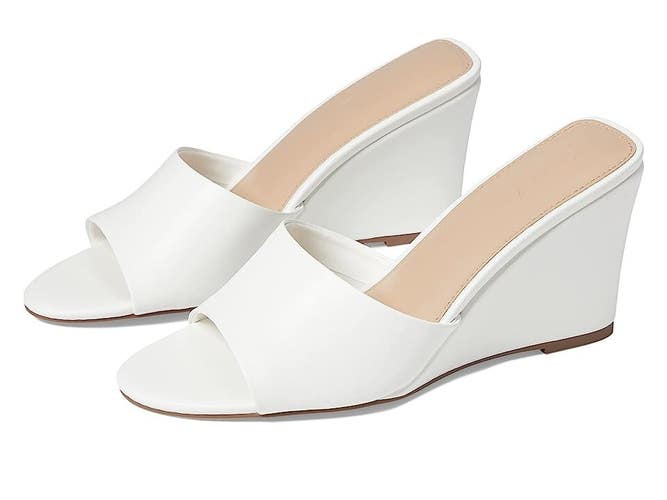 Faryl By Farylrobin Skye Sandals Women's US 12 White Slip On Wedge Heel KHD883