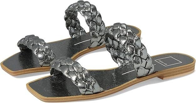 Dolce Vita Indy Sandal Women's US 6 Gray Square Toe Braided Straps Slide KHD788