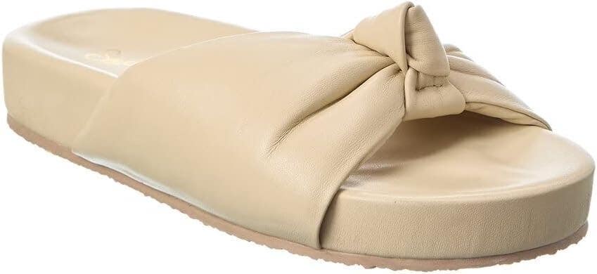 Seychelles Set The Tone Sandal Women's 9 Cream Leather Knotted Vamp Slide KHD763