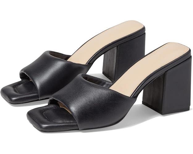 Faryl by Farylrobin Zoey Sandals Women's US 9 Black Leather Block Heel KHD787