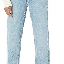 The Drop Jeans Womens 28 Blue Denim Stretch Side Slit Detail Straight Leg DDR092