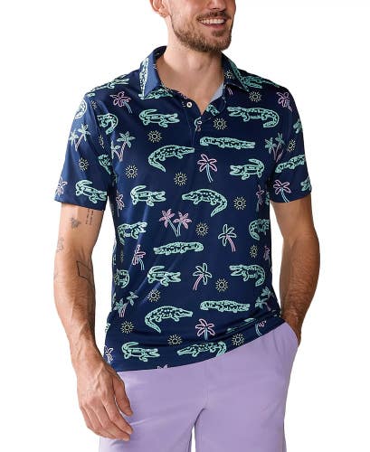 Chubbies The Neon Glade Performance Polo 2.0 Shirt Men Navy Graphic Print DSGL76