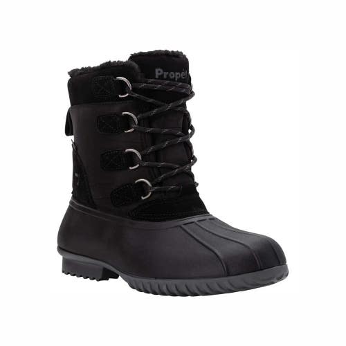 Propet Ingrid Women's 7.5 Black Suede Waterproof Mid Calf Winter Boots RHS8016