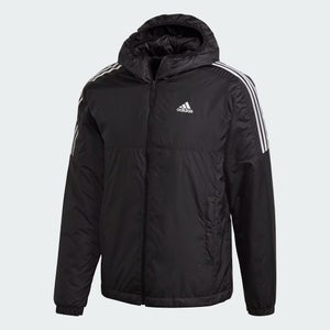 Adidas Essentials Jacket Men's Black 3-Stripes Insulated Full Zip Hooded JAX1146
