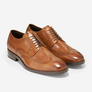 Cole Haan Modern Essentials C34598 Oxford Mens 9 Tan Wingtip Dress Shoes RHS7892