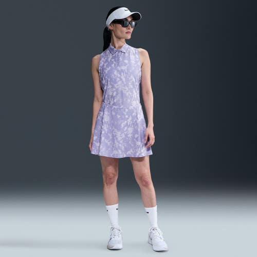 Nike Dri-FIT Polo Shirt Women's XL Purple Victory Print Sleeveless Golf DSGL162