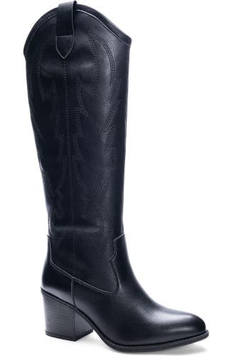 Dirty Laundry Upwind Women's US 8.5 Black Leather Knee High Western Boot VER1572