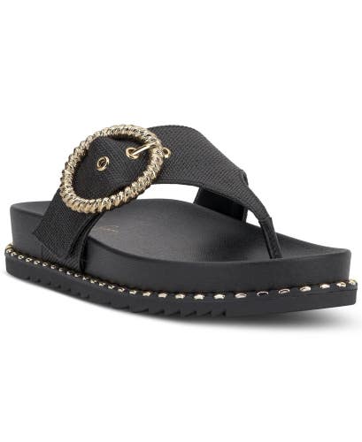 Jessica Simpson Cymmeri Sandals Womens US 6 Black Studded Toe Post Thong VER1555