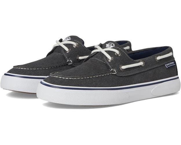 Dockers Rowe 90-34804 Boat Shoe Men's US 9.5 Black Canvas Moc Toe Casual VER1536