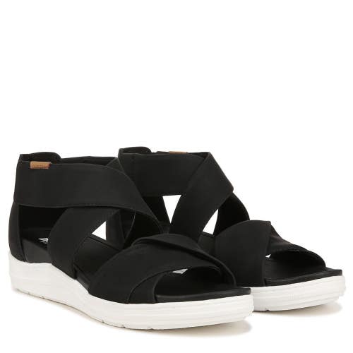 Dr. Scholl's Time Off Fun Sandals Women 8 Black Faux Leather Ankle Strap VER1565