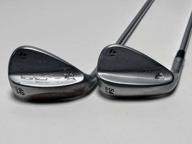 TaylorMade Milled Grind 3 Raw Chrome Wedge Set 54* 11 60* 8 S400 Stiff Steel LH