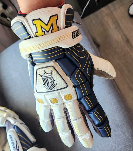Custom University of Michigan Brine King II Lacrosse Gloves