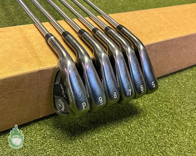 Left Handed Callaway APEX Smoke Forged '19 Irons 5-PW Stiff Flex Steel Golf Set