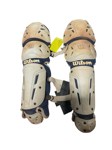 Used Wilson CATCHER SHINGUARDS INTERMEDIATE Catchers Leg Guards Navy Blue Intermed 11834-S000048140