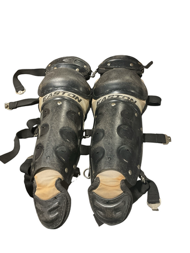 Used Easton BLACK SHIN GAURDS Catchers Leg Guards Black Youth 11834-S000048102